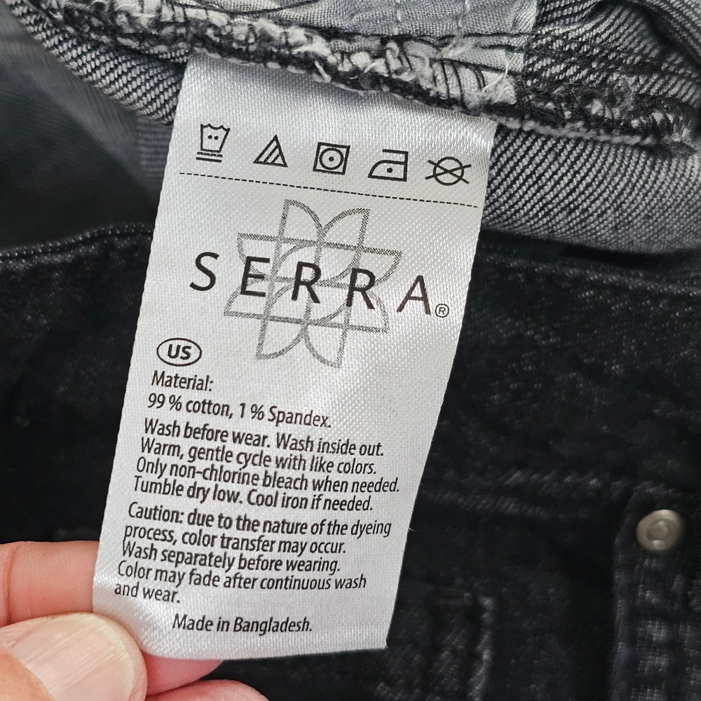 Serra Womens Black‎ Denim Shorts Cuffed Hem Size XL 16-18 New with Tag - Picture 8 of 10